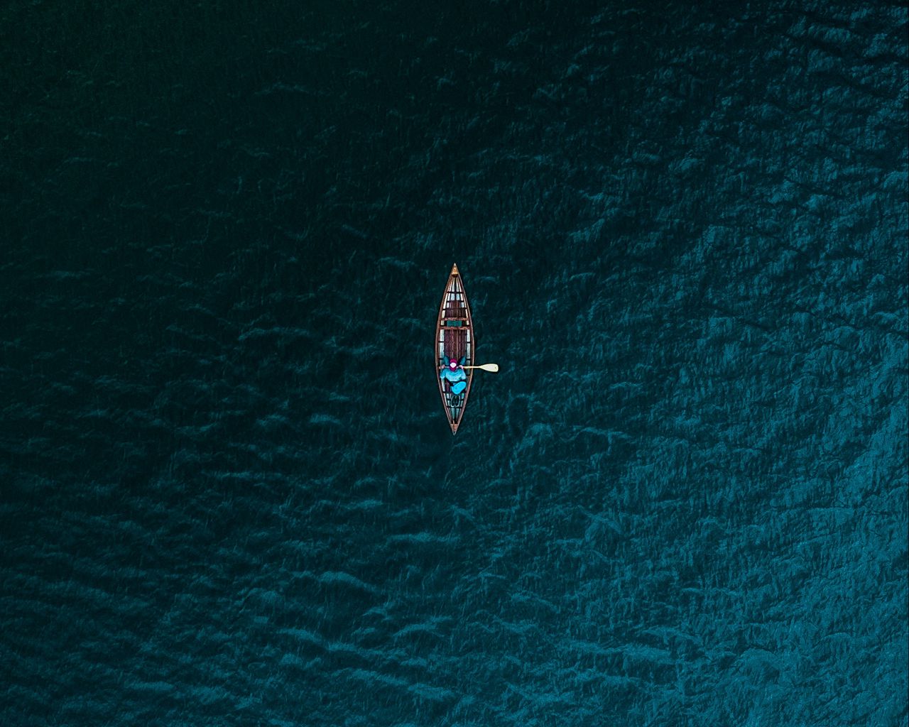 1280x1024 Wallpaper boat, sea, view from above, water