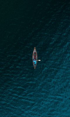 240x400 Wallpaper boat, sea, view from above, water