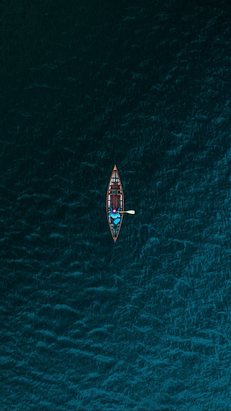 800x1420 Wallpaper boat, sea, view from above, water