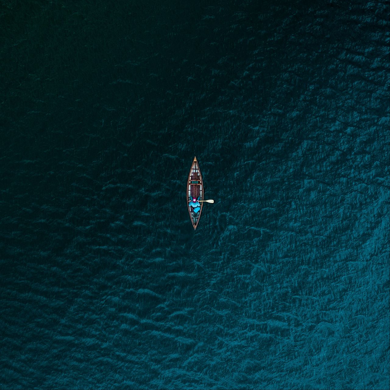 1280x1280 Wallpaper boat, sea, view from above, water