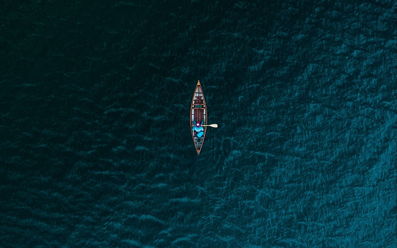 1280x800 Wallpaper boat, sea, view from above, water