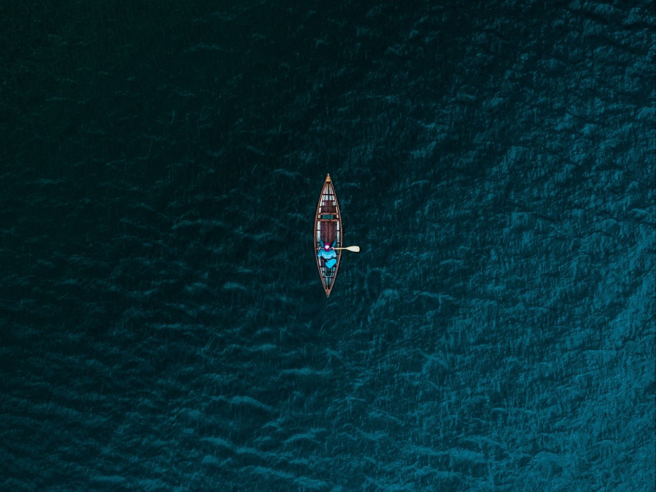 1280x960 Wallpaper boat, sea, view from above, water