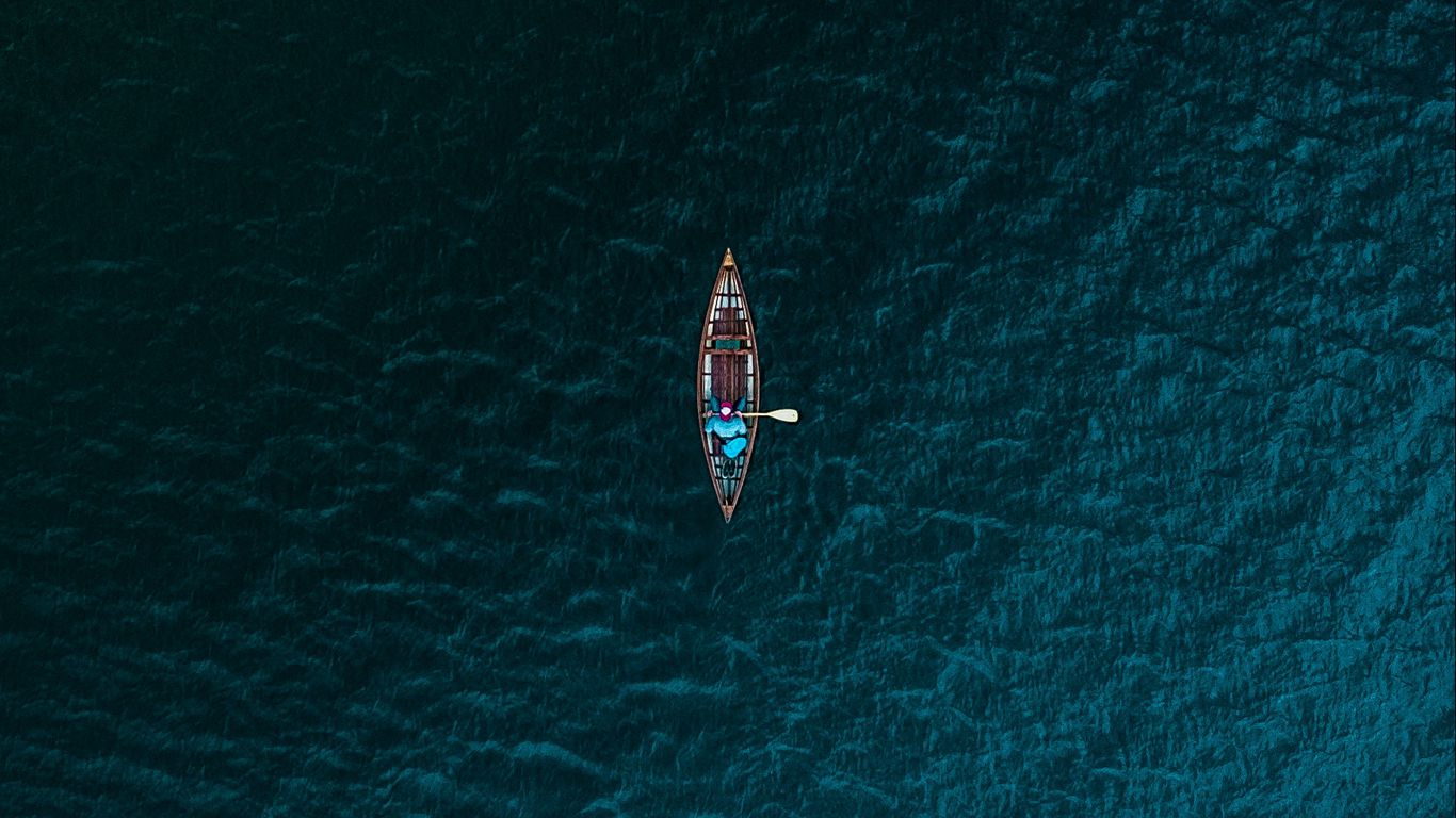 1366x768 Wallpaper boat, sea, view from above, water