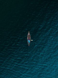 240x320 Wallpaper boat, sea, view from above, water