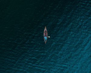 Preview wallpaper boat, sea, view from above, water