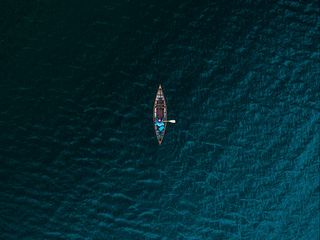 320x240 Wallpaper boat, sea, view from above, water
