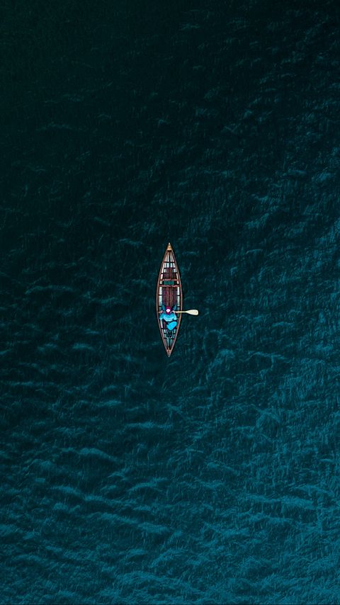 480x854 Wallpaper boat, sea, view from above, water
