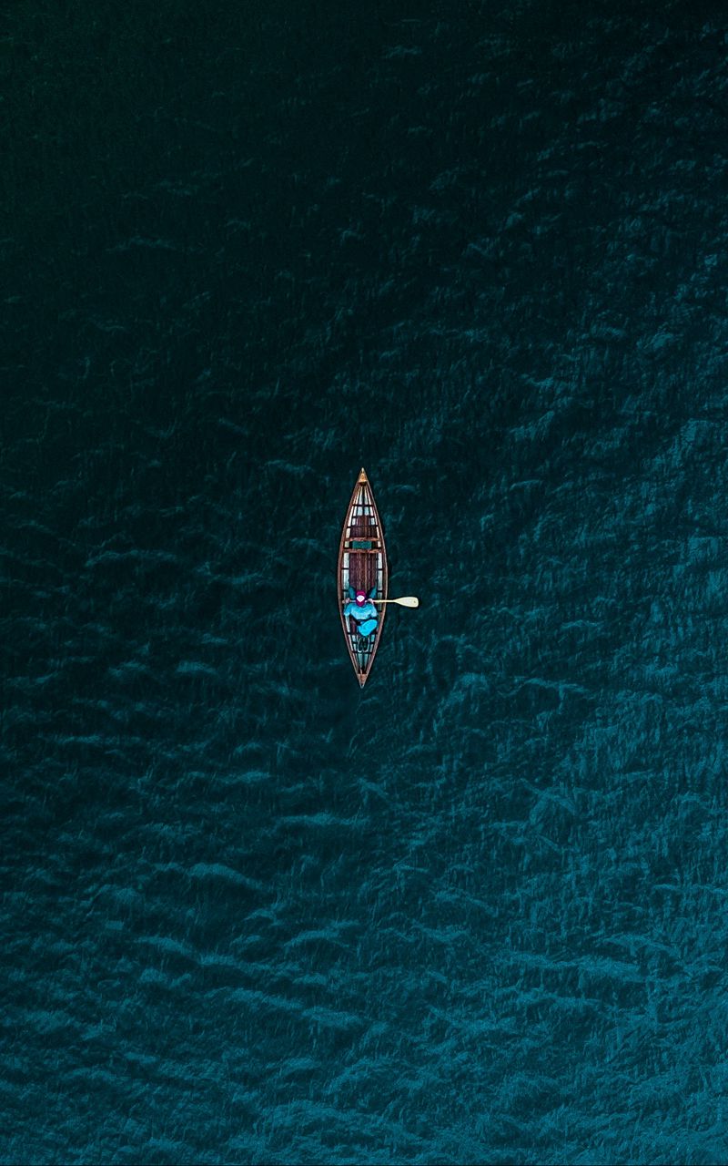 800x1280 Wallpaper boat, sea, view from above, water