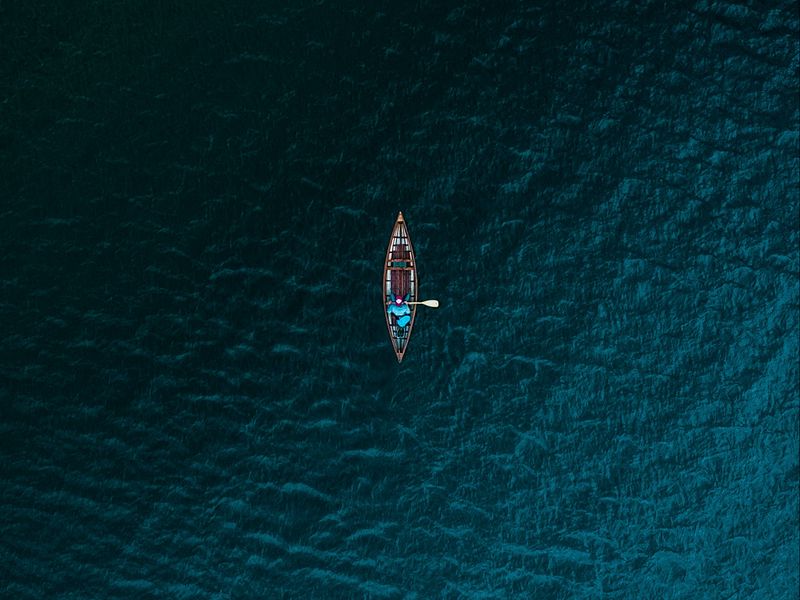 800x600 Wallpaper boat, sea, view from above, water