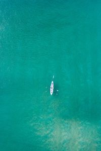 Preview wallpaper boat, sea, water, aerial view, minimalism