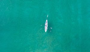 Preview wallpaper boat, sea, water, aerial view, minimalism
