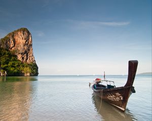 Preview wallpaper boat, sea, water, horizon