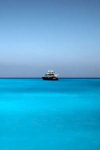 Preview wallpaper boat, ship, horizon, blue