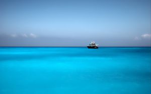 Preview wallpaper boat, ship, horizon, blue