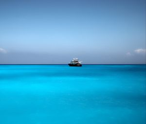 Preview wallpaper boat, ship, horizon, blue