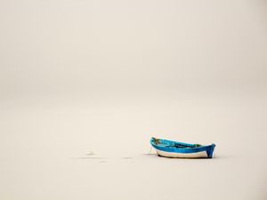 Preview wallpaper boat, snow, winter, minimalism, white