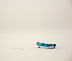 Preview wallpaper boat, snow, winter, minimalism, white