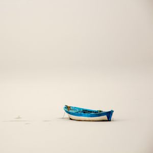 Preview wallpaper boat, snow, winter, minimalism, white
