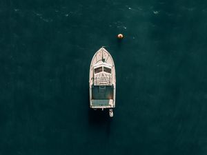 Preview wallpaper boat, speedboat, aerial view, water, sea