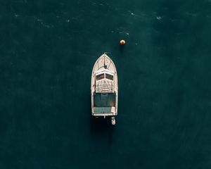 Preview wallpaper boat, speedboat, aerial view, water, sea