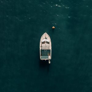 Preview wallpaper boat, speedboat, aerial view, water, sea