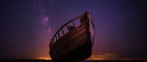 Preview wallpaper boat, starry sky, night