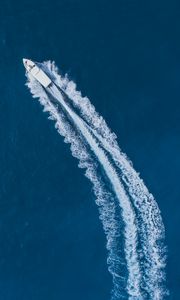 Preview wallpaper boat, trace, aerial view, water