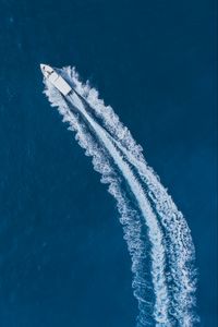 Preview wallpaper boat, trace, aerial view, water