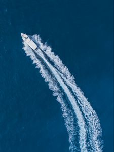 Preview wallpaper boat, trace, aerial view, water