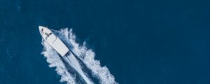 Preview wallpaper boat, trace, aerial view, water