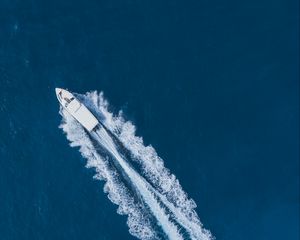 Preview wallpaper boat, trace, aerial view, water