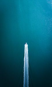 Preview wallpaper boat, trace, aerial view, water, sea