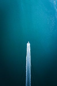 Preview wallpaper boat, trace, aerial view, water, sea