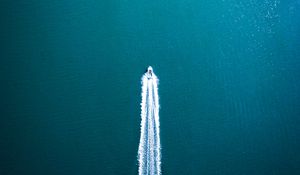 Preview wallpaper boat, trace, aerial view, water, sea