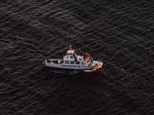 Preview wallpaper boat, transport, sea, waves, wavy