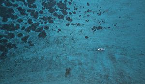 Preview wallpaper boat, water, aerial view, height, view
