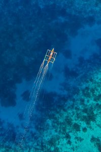 Preview wallpaper boat, water, aerial view, sea, coral reefs