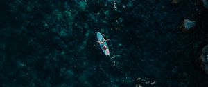 Preview wallpaper boat, water, aerial view, sea