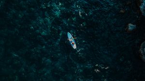 Preview wallpaper boat, water, aerial view, sea