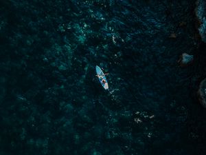 Preview wallpaper boat, water, aerial view, sea