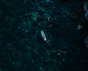 Preview wallpaper boat, water, aerial view, sea