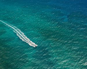 Preview wallpaper boat, water, aerial view, minimalism