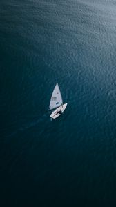 Preview wallpaper boat, water, aerial view, alone, sea