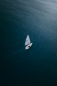 Preview wallpaper boat, water, aerial view, alone, sea