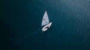Preview wallpaper boat, water, aerial view, alone, sea