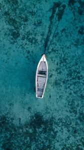 Preview wallpaper boat, water, aerial view, blue, transparent