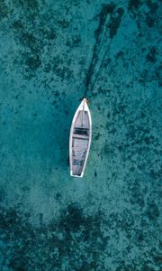 Preview wallpaper boat, water, aerial view, blue, transparent