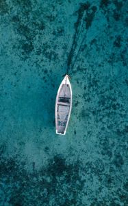 Preview wallpaper boat, water, aerial view, blue, transparent