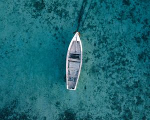 Preview wallpaper boat, water, aerial view, blue, transparent