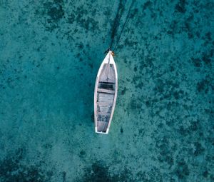 Preview wallpaper boat, water, aerial view, blue, transparent